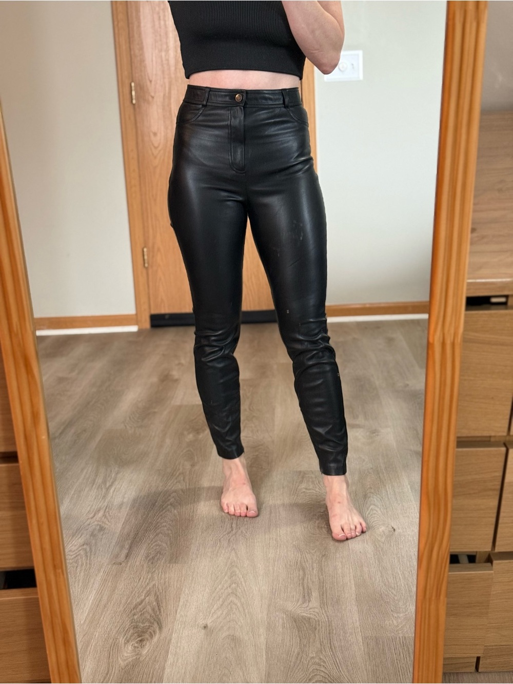 Zara Black Faux Leather Skinny Pants